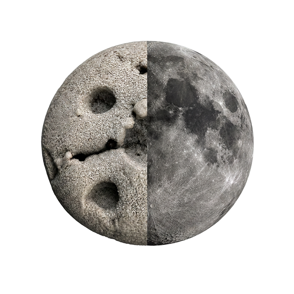 OUR MOON — half world, half cookie