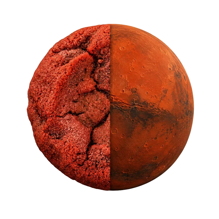 Mars — half celestial body, half filled cookie